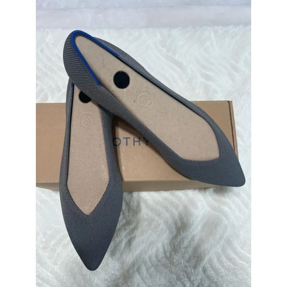 Rothy’s The Point Pebble Grey Flats NIB Size 9.5